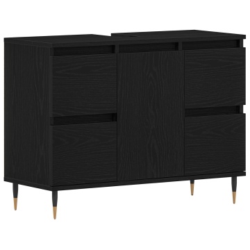 Dulap chiuvetă de baie, stejar negru 58x33x60 cm lemn prelucrat - Img 2