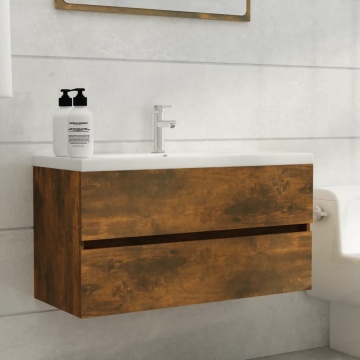 Dulap chiuvetă, stejar fumuriu, 90x38,5x45 cm, lemn prelucrat - Img 1