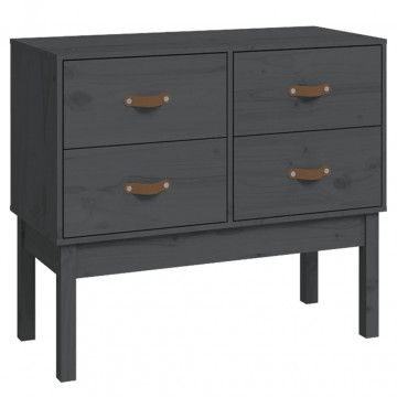 Dulap consolă, gri, 90x40x78 cm, lemn masiv de pin - Img 2