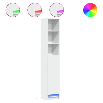 Dulap cu LED, alb, 36x32,5x200 cm, lemn prelucrat - Img 2