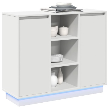 Dulap cu LED Alb 90x32x75 cm Lemn Compus - Img 3
