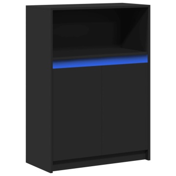 Dulap cu LED, negru, 72x34x100 cm, lemn prelucrat - Img 3