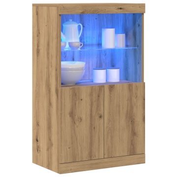 Dulap cu LED-uri Stejar Artisan 60x37x100 cm - Img 3