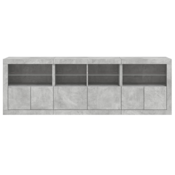 Dulap cu lumini LED, gri beton, 202x37x67 cm - Img 6