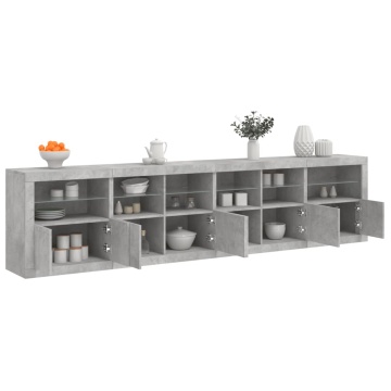 Dulap cu lumini LED, gri beton, 283x37x67 cm - Img 1