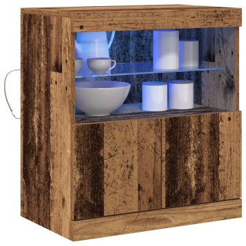 Dulap cu lumini LED, lemn vechi, 60x37x67 cm - Img 3