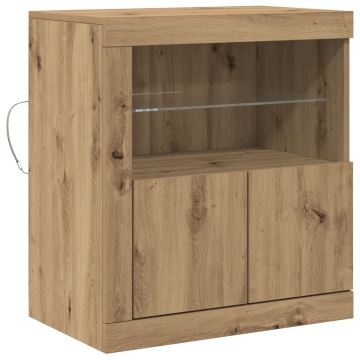 Dulap cu lumini LED Stejar Artisan 60,5x37x67 cm - Img 2