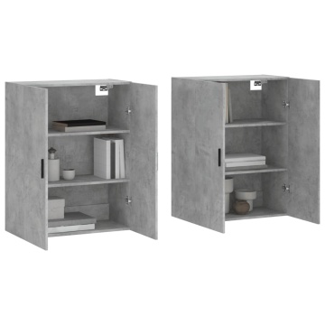 Dulap cu montaj pe perete, 2 buc, gri beton, 69,5x34x90 cm - Img 3