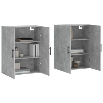 Dulap cu montaj pe perete, 2 buc, gri beton, 69,5x34x90 cm - Img 3