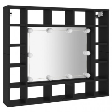 Dulap cu oglindă cu LED, negru, 91x15x76,5 cm - Img 5