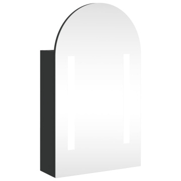 Dulap cu oglindă de baie cu LED, negru, 42x13x70 cm, arcuit - Img 2