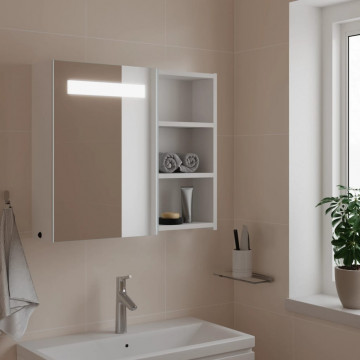 Dulap cu oglindă de baie cu lumină LED, alb, 60x13x52 cm - Img 1