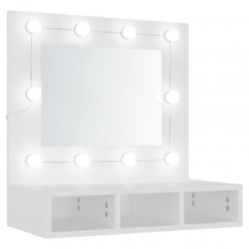 Dulap cu oglindă și LED, alb, 60x31,5x62 cm - Img 2