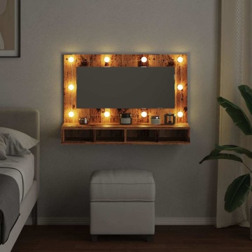 Dulap cu oglindă și LED, lemn vechi, 90x31,5x62 cm - Img 4