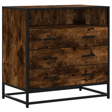 Dulap cu sertar, stejar fumuriu, 70x41x70 cm, lemn prelucrat - Img 2