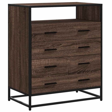 Dulap cu sertar, stejar maro, 70x41x83,5 cm, lemn prelucrat - Img 2