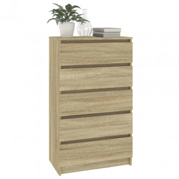 Dulap cu sertar, stejar sonoma, 60x36x103 cm, lemn prelucrat - Img 4