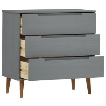 Dulap cu sertare „MOLDE”, gri, 80x40x80 cm, lemn masiv de pin - Img 8