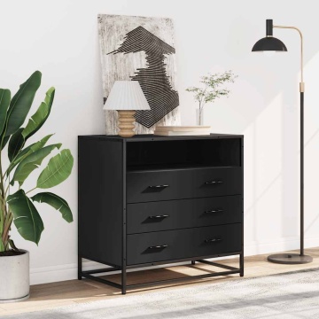 Dulap cu sertare, negru, 70x41x70 cm, lemn compozit - Img 3
