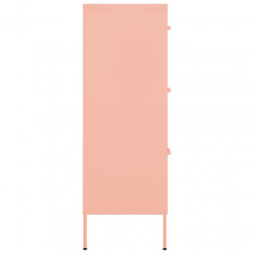 Dulap cu sertare, roz, 80x35x101,5 cm, oțel - Img 4