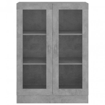 Dulap cu vitrină, gri beton, 82,5 x 30,5 x 115 cm, PAL - Img 5