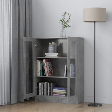 Dulap cu vitrină, gri beton, 82,5x30,5x115 cm, lemn prelucrat - Img 3