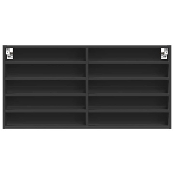 Dulap cu vitrină, negru, 100x8,5x58 cm, lemn prelucrat - Img 4