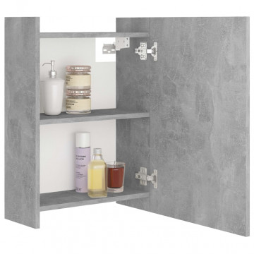 Dulap de baie cu oglindă, gri beton, 62,5 x 20,5 x 64 cm, PAL - Img 4
