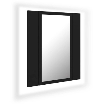 Dulap de baie cu oglindă & LED, negru, 40x12x45 cm, acril - Img 2