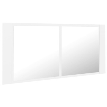 Dulap de baie cu oglindă și LED, alb, 100x12x45 cm, acril - Img 3