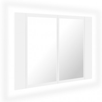 Dulap de baie cu oglindă și LED, alb, 60x12x45 cm acril - Img 2
