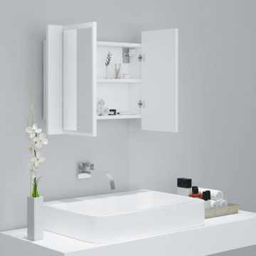 Dulap de baie cu oglindă și LED, alb, 60x12x45 cm acril - Img 5