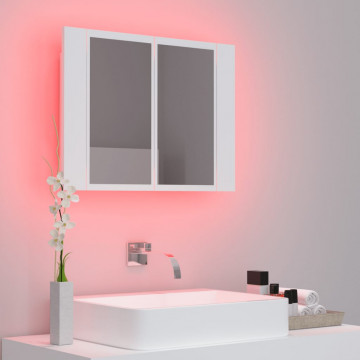 Dulap de baie cu oglindă și LED, alb, 60x12x45 cm acril - Img 8
