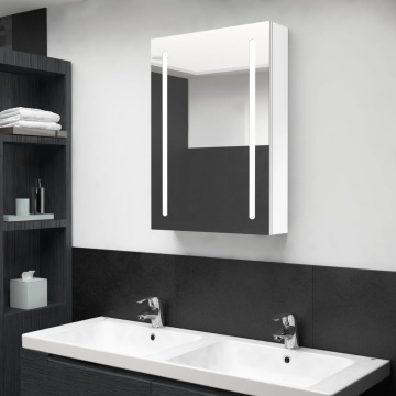 Dulap de baie cu oglindă și LED, alb strălucitor, 50x13x70 cm - Img 1