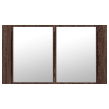 Dulap de baie cu oglindă și LED stejar maro, 80x12x45 cm, acril - Img 10
