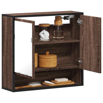 Dulap de baie cu oglindă stejar maro 65x20x60 cm lemn compozit - Img 1