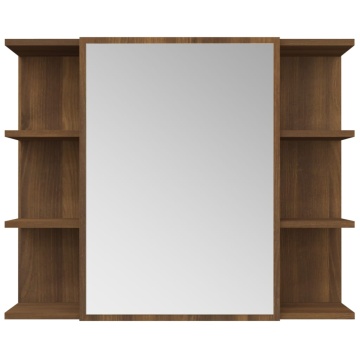 Dulap de baie cu oglindă stejar maro 80x20,5x64cm lemn compozit - Img 5