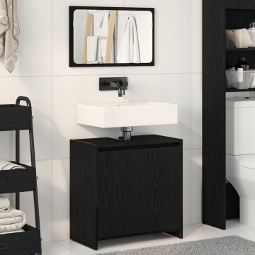 Dulap de Baie cu Oglindă Stejar Negru 60x33x61cm Lemn Ingineresc - Img 1