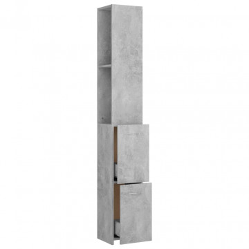 Dulap de baie, gri beton, 25x25x170 cm, PAL - Img 5