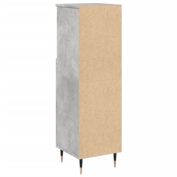 Dulap de baie, gri beton, 30x30x100 cm, lemn prelucrat - Img 5