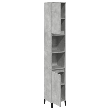 Dulap de baie, gri beton, 30x30x190 cm, lemn prelucrat - Img 4