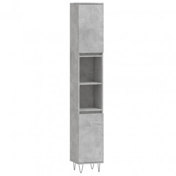 Dulap de baie, gri beton, 30x30x190 cm, lemn prelucrat - Img 2