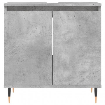 Dulap de baie, gri beton, 58x33x60 cm, lemn prelucrat - Img 4