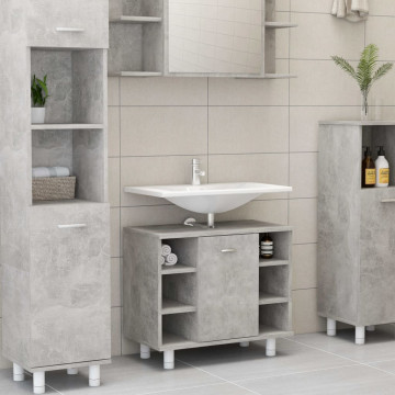Dulap de baie, gri beton, 60 x 32 x 53,5 cm, PAL - Img 1