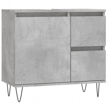Dulap de baie, gri beton, 65x33x60 cm, lemn prelucrat - Img 2