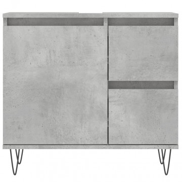 Dulap de baie, gri beton, 65x33x60 cm, lemn prelucrat - Img 8