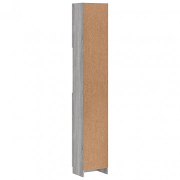 Dulap de baie, gri sonoma, 32x25,5x190 cm, lemn prelucrat - Img 7