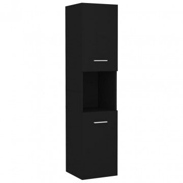 Dulap de baie, negru, 30x30x130 cm, lemn prelucrat - Img 2