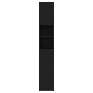 Dulap de baie, negru, 32x25,5x190 cm, PAL - Img 6