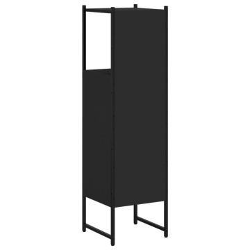 Dulap de baie, negru, 33x33x120,5 cm, lemn prelucrat - Img 7